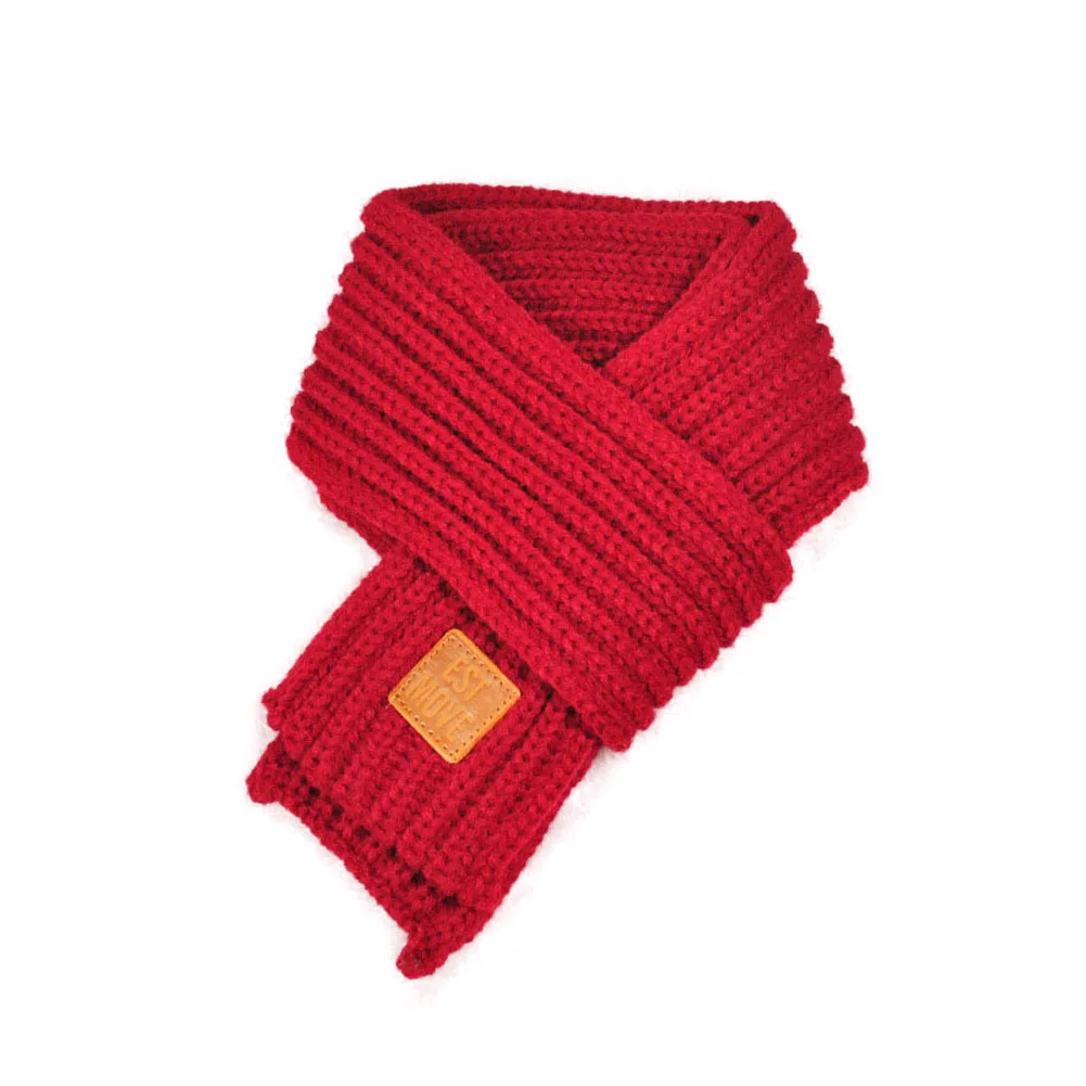 Модный детский вязаный шарф; Однотонный плотный зимний теплый шарф для девочек; FS99 - Цвет: wine red