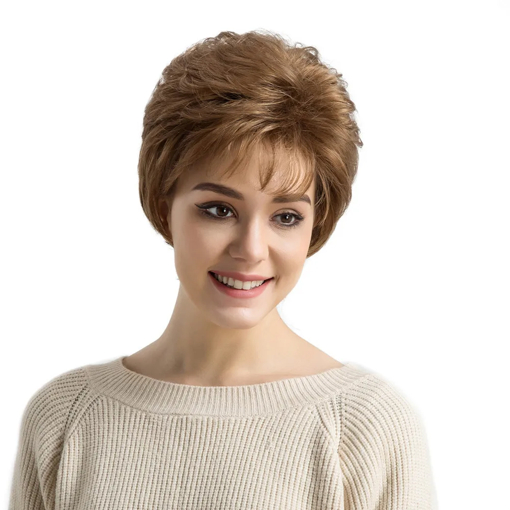 Occident Natural Real Brown Curly Short Hair Wigs Women's Fashion Slightly Synthetic Wig New Heat Resistant Wig Full Head Gift Occident Natural Real Brown Curly Short Hair Wigs Women's Fashion Slightly Synthetic Wig New Heat Resistant Wig Full Head Gift