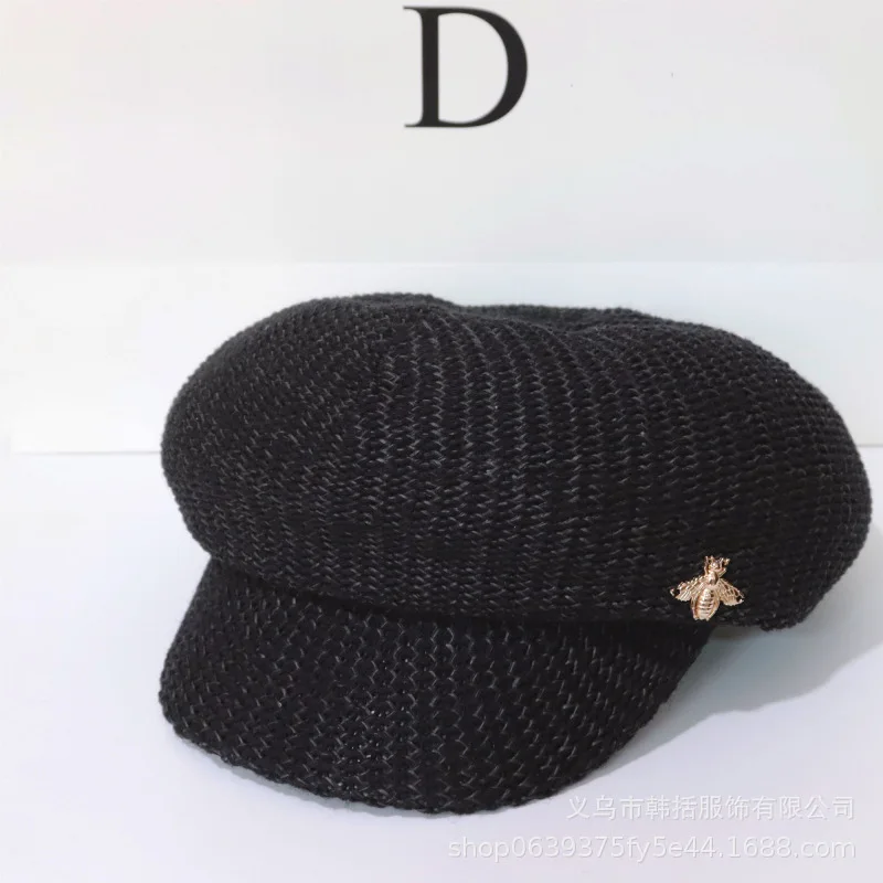 Зимняя шапка, вязаные женские шерстяные вязаные шапки, осенние женские шляпы, осенняя дышащая Кепка Newsboy, Женская восьмиугольная шляпа