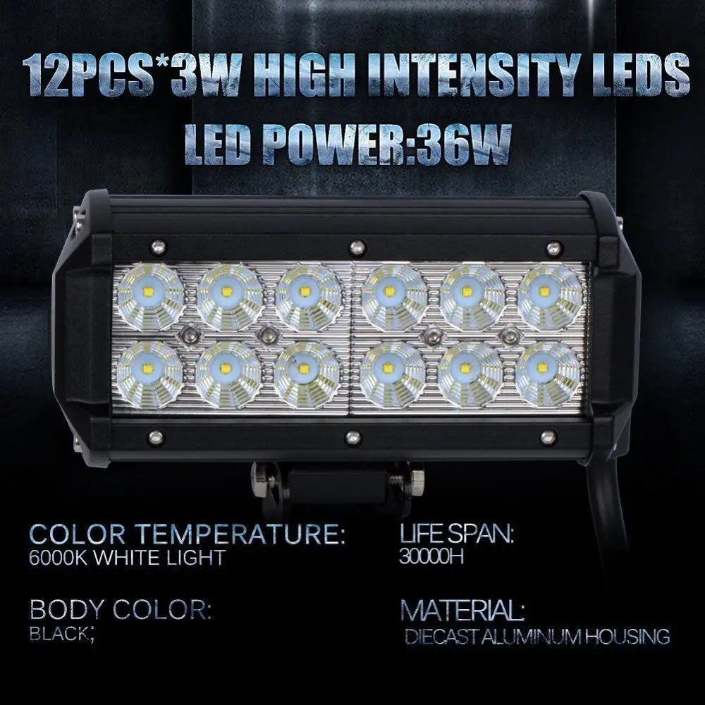 

hot selling 4 7 12 inch 18W 36W 72W LED Work Light LED Bar Light for Motorcycle Tractor Boat Off Road 4WD 4x4 Truck SUV ATV