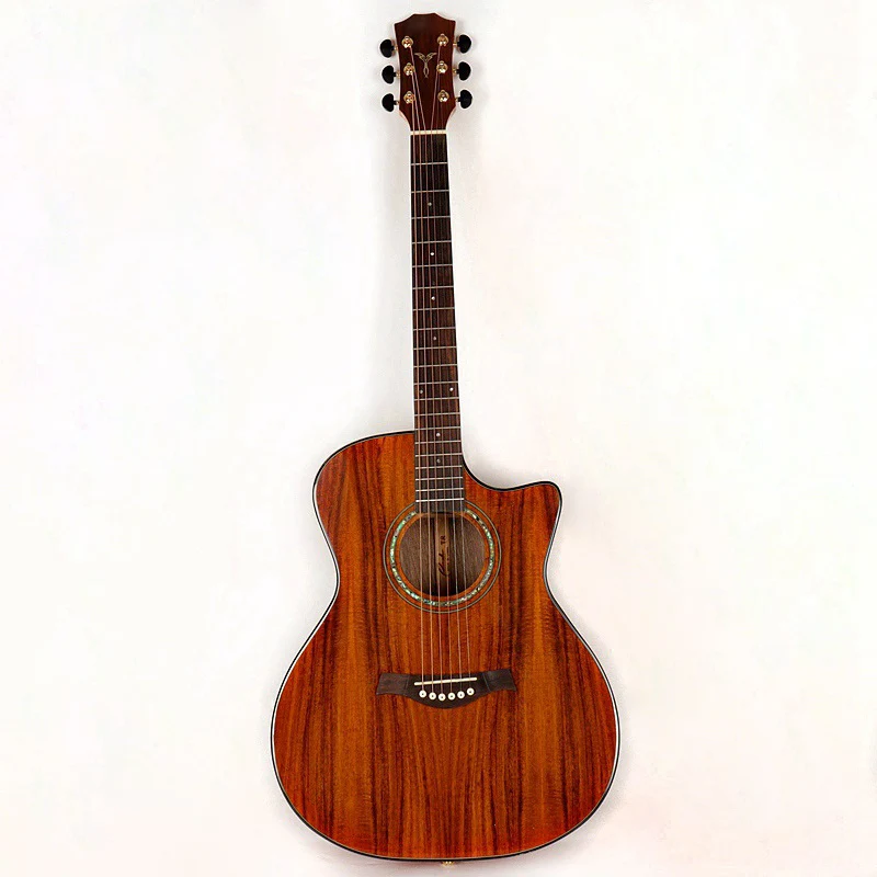 Solid Wood Acacia Koa 6 Strings Handmade electric acoustic guitar free