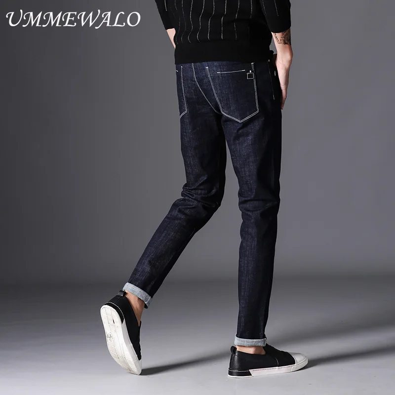 UMMEWALO зима осень стрейч узкие джинсы для мужчин Дизайнерские мужские джинсы человек повседневное хлопок мужской Slim Fit качество Homme