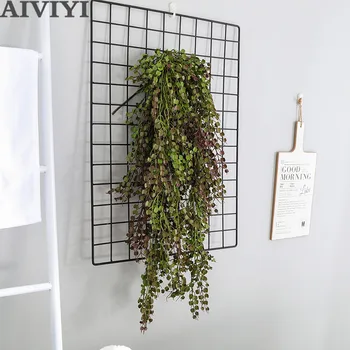 

Simulation single green fake grass apple leaf fern wall hanging flower wall home life garden office decorations