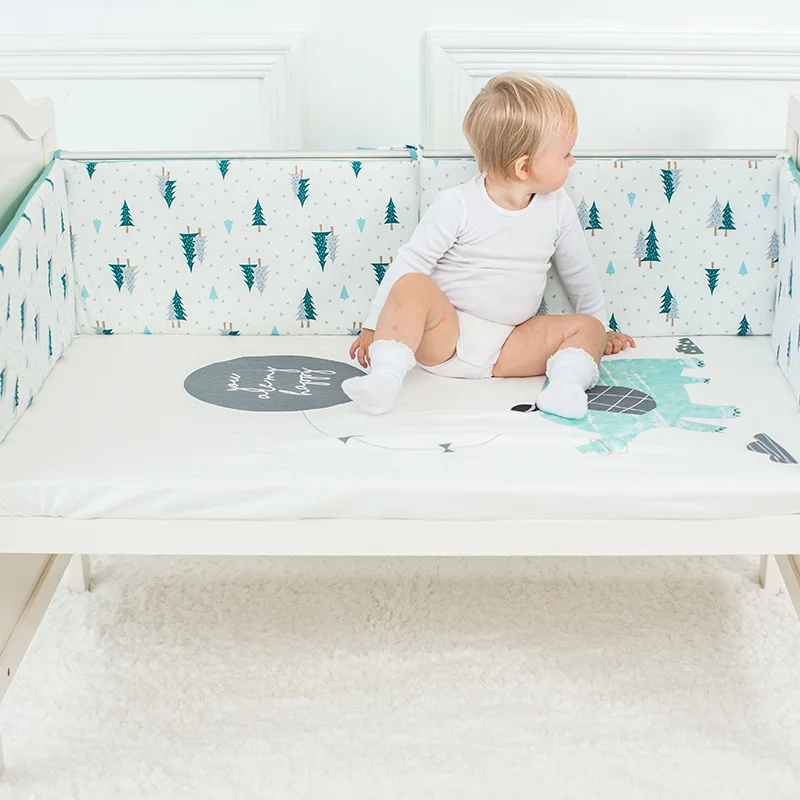Baby Bed Bumper Cartoon Pattern Baby Crib Protector Crotch To The Cot Infant Cotton Cradle Guard 120cm Length