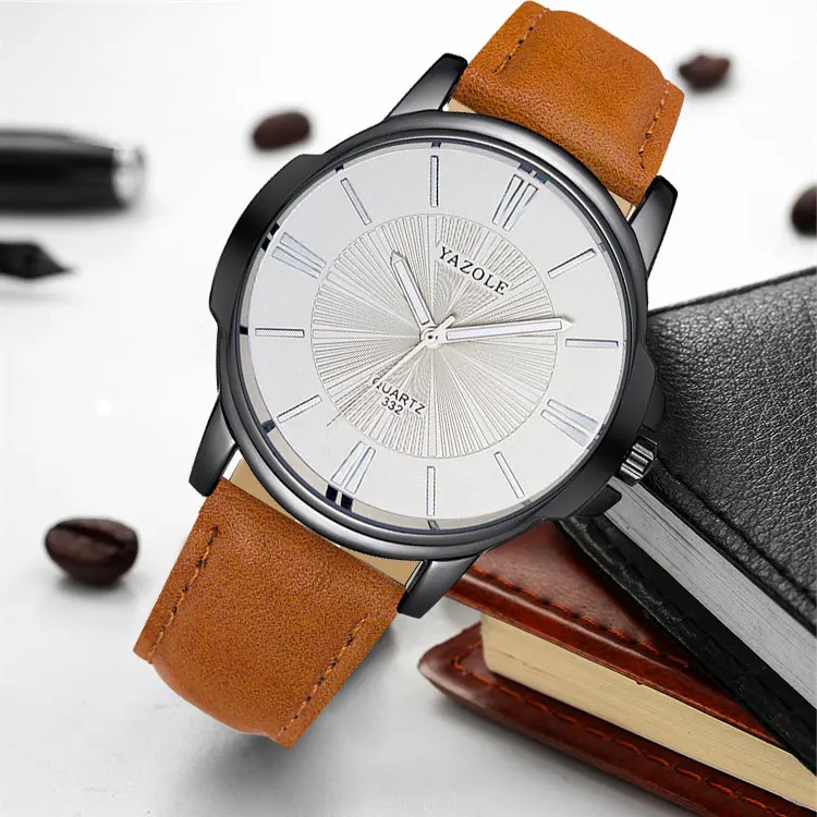 light brown white YAZOLE Бизнес наручные часы для мужчин часы лучший бренд класса люкс модные наручные часы Новые мужские кварцевые часы для мужчин часы Hodinky - Цвет: light brown white