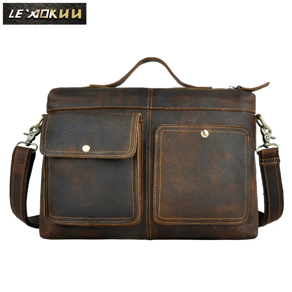 Мужской дизайнерский деловой портфель из воловьей кожи Сумка для документов