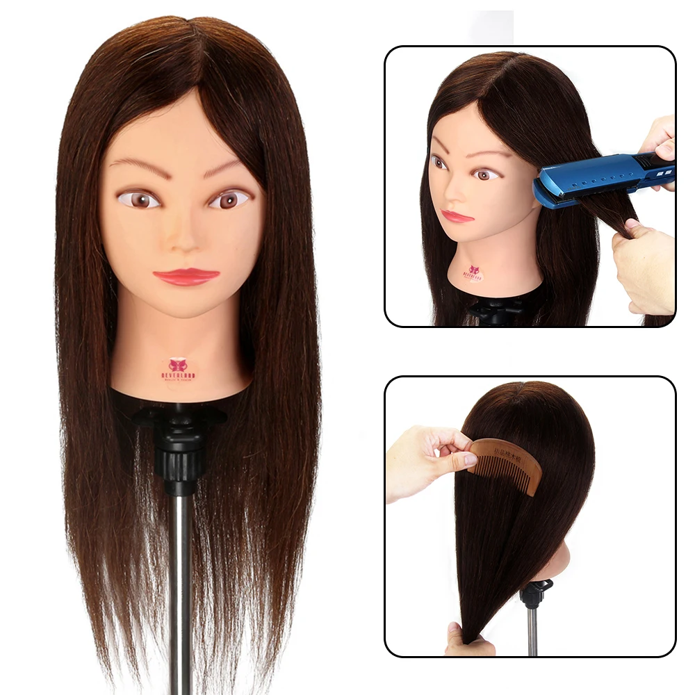 20'' 90 Real Hair Training Head For Practice Curling Cutting