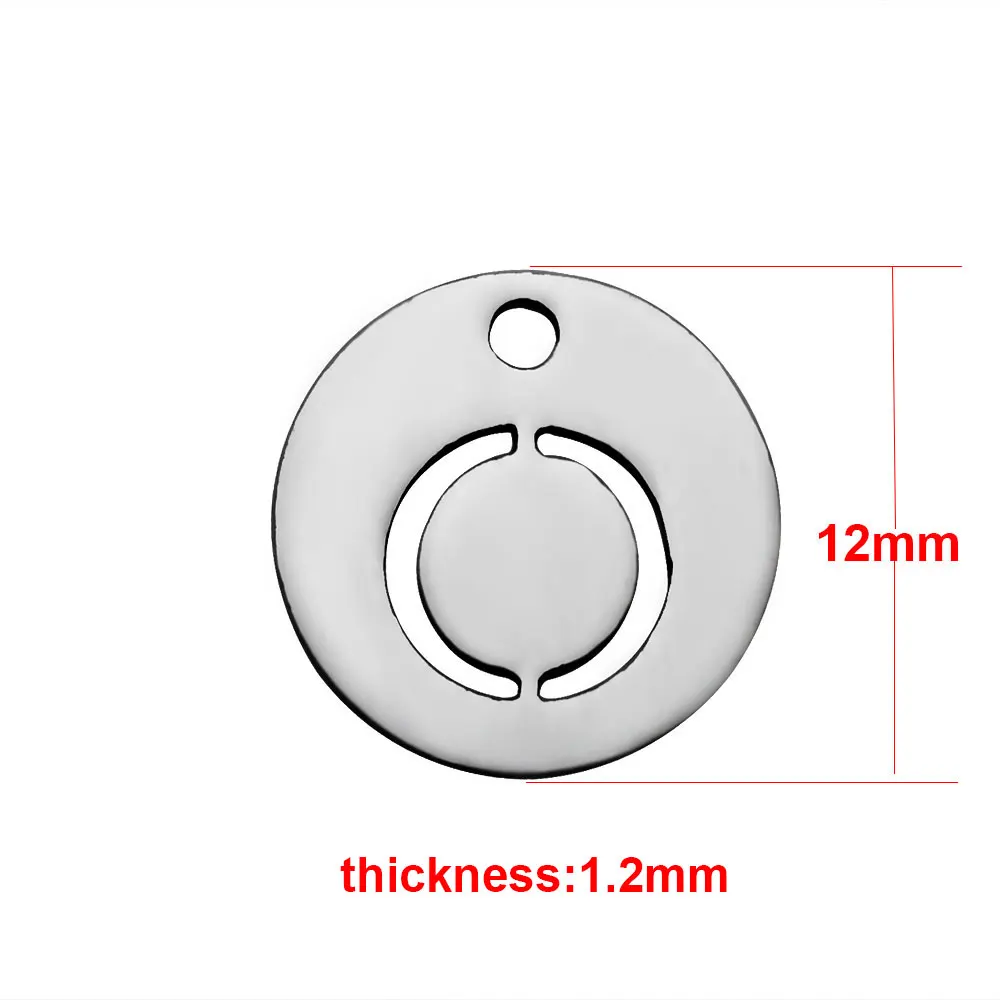 Амулеты с буквами алфавита, A-Z, Круглый, металлический, нержавеющая сталь, амулет, подвеска для браслета, сделай сам, изготовление ювелирных изделий, 10 шт./партия - Окраска металла: O