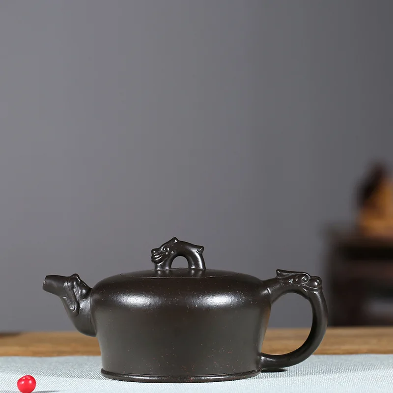 

Dark-red Enameled Pottery Teapot Quality Goods Famous Full Manual Raw Ore Azure Zhu Nilong Yunhu Kungfu Online Teapot Tea Set