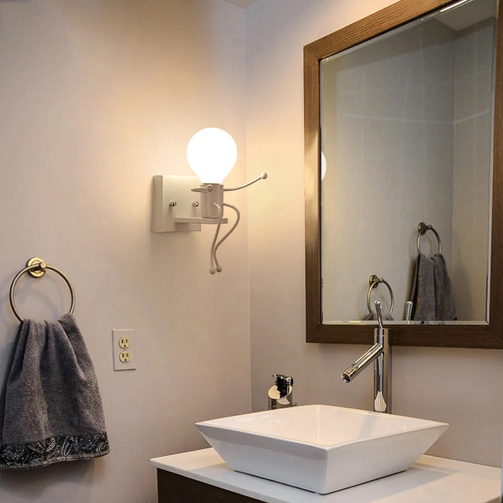 Современный настенный светильник-робот с двойной головкой, креативный прикроватный металлический подвесной светильник в коридоре для украшения комнаты
