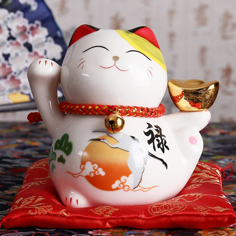 4 дюймов керамическая статуэтка Maneki Neko Lucky Cat Копилка Фортуна украшения "кошки" копилка фэн-шуй бизнес подарок