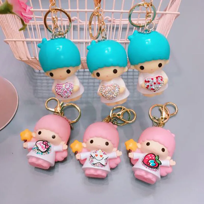 

1 Pc Adorable Little Twin Stars Kiki and Lala Keychain Bag Pendant Keyring for Kids Figure Toy