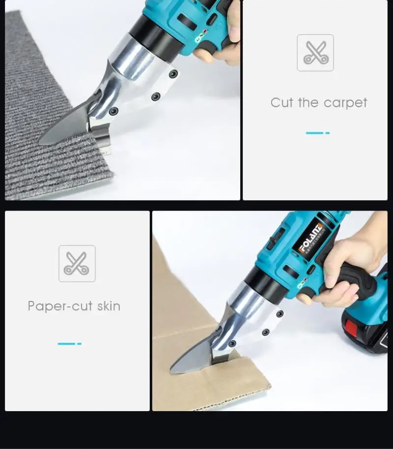 1set 26V Li-ion Cordless Electric Scissor Metal Sheet Shear Cutter Scissors Rechargeable 2 Battery Rotating Head Power Tool