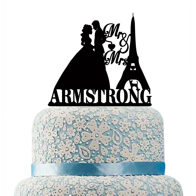 

Acrylic Love Cake Topper Personalized Mr Mrs Cake Topper Bride and Groom Cake Topper with La Tour Eiffel Wedding Cake Decoration