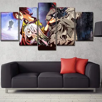 

5 Panel Anime No Game No Life Poster Home Decorative Bedroom Canvas Print Painting Wall Art Modular Picture Decor Framework