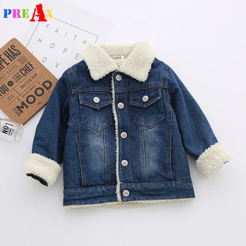 2017 Baby Boy Denim Jacket Leisure Turn Down Collar Thick Coat Children