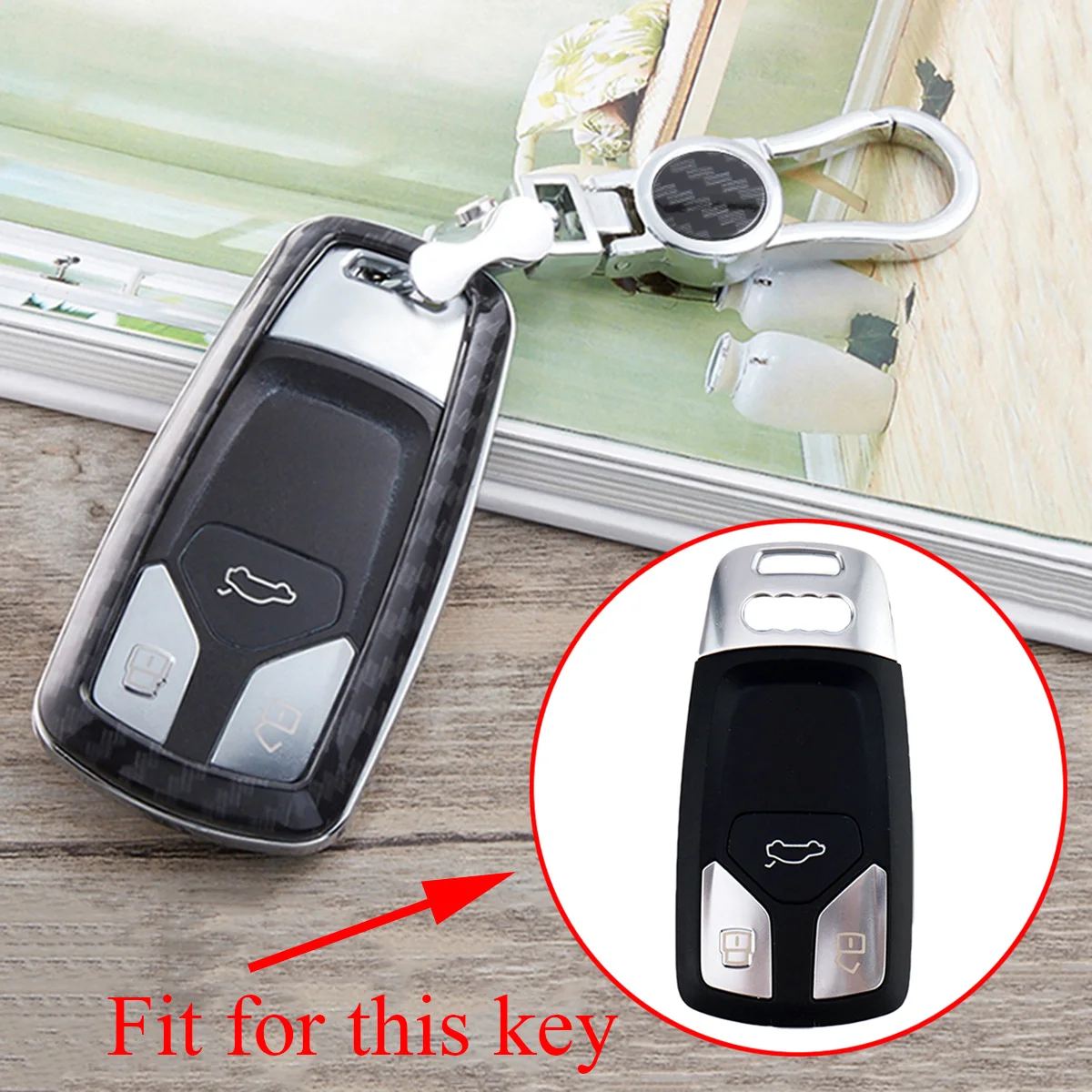 

Carbon Fiber Smart Key Holder Shell Fob Bag Case Cover Fit For Audi A4L A4 Q5 Q7 S3 S5 TT TTS TTRS 2016 2017 2018 2019