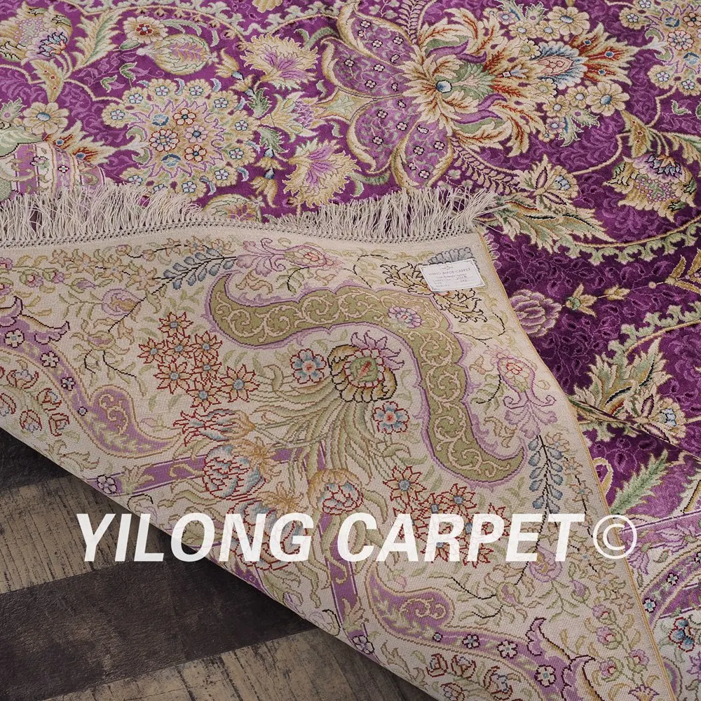 Yilong 6'x6 'площадь ручной Oriental персидский шелковый ковер кашмир шелковый ковер(SL120A6x6