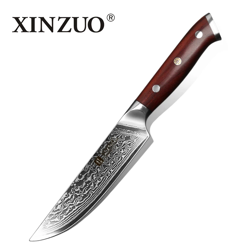 XINZUO 5 ''дюймовый нож для стейка из дамасской стали VG10 кухонные ножи высокого качества нож с ручкой из палисандра - Цвет: YU-Steak Knife