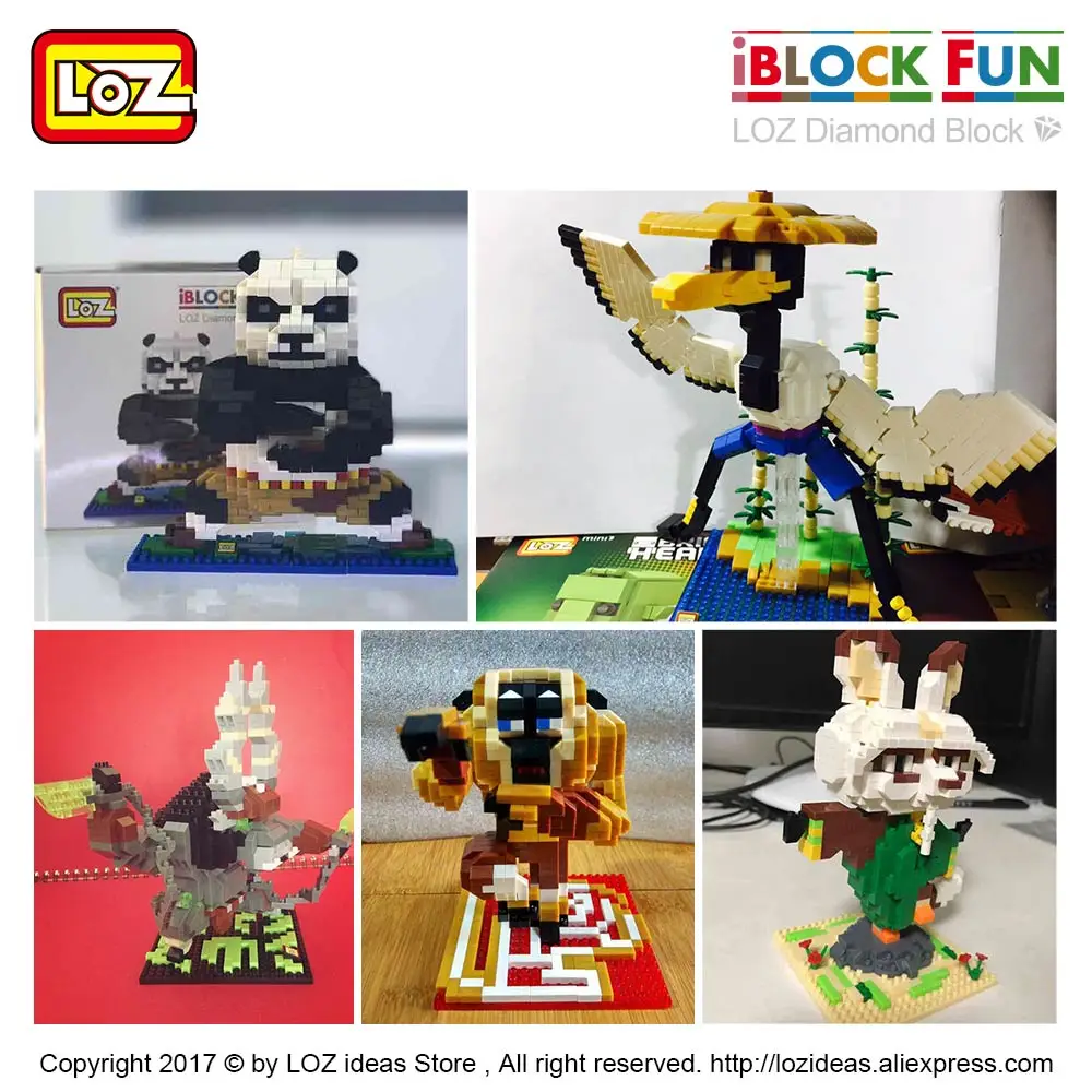 Кубик кристалл LOZ игрушечные фигурки животных милый мультфильм панда аниме