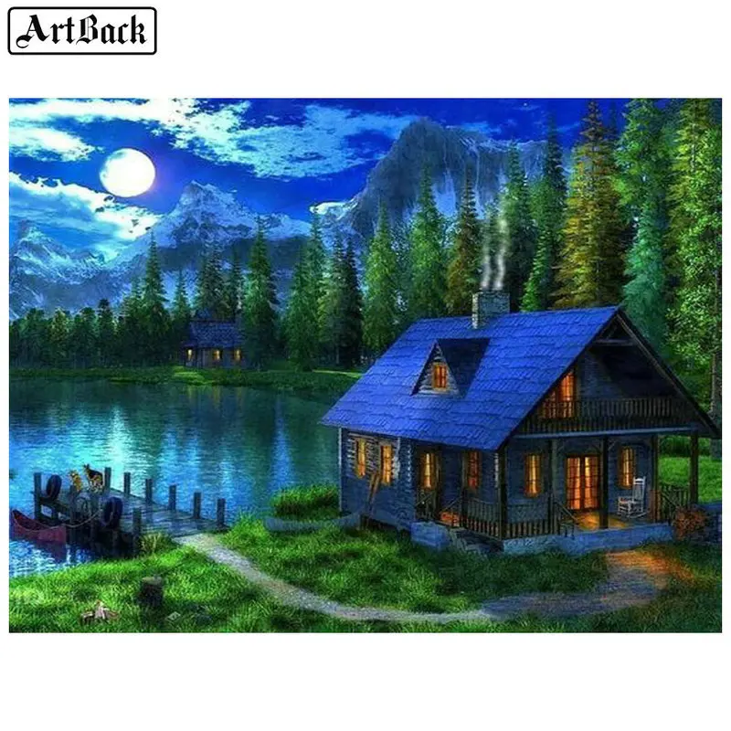 

5d diamond painting house tree landscape picture full square diamond mosaic kit diamond embroidery home sticker living room deco