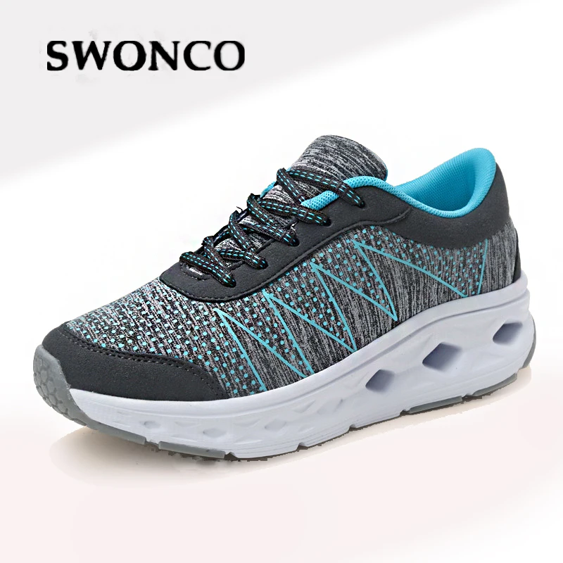 

SWONCO Shoes Female Platform Sneakers Women Autumn 2019 Chaussure Femme Shoe Wedges Sneakers For Women Shoes Chunky Heels 40