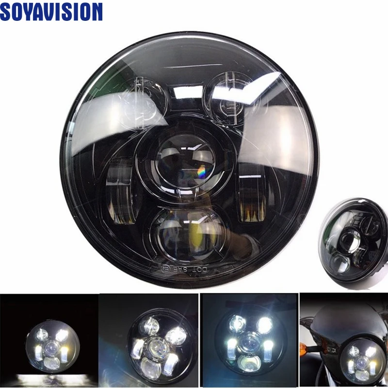 5-3/4 Inch Crystal Clear LED Headlight For Harley & Motorcycles - H4 Style, 360° Beam