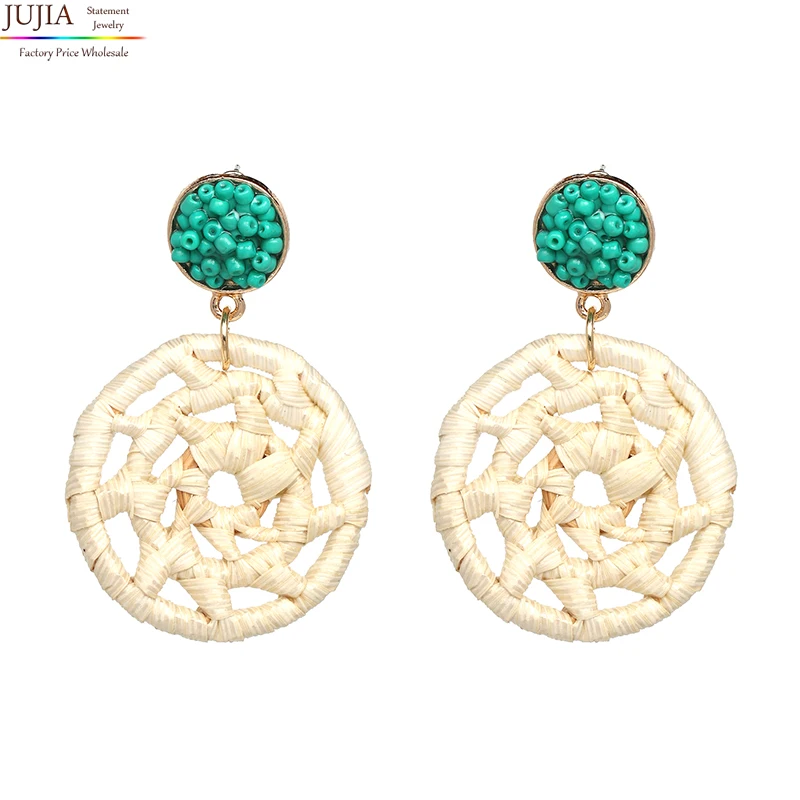 

JUJIA 5 colors New Hot sale fashion earrings glass crystal fashion earring vintage statement weave Earrings