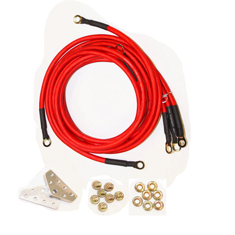 RedUniversal5PointGroundingKitEarthGroundWireCarCable