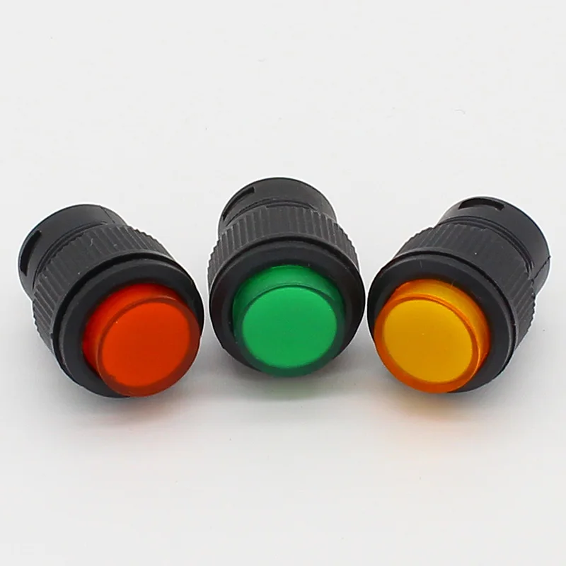 16 мм само закрывающий кнопочный переключатель с светодиодный ВКЛ-ВЫКЛ - Цвет: each color 1pcs