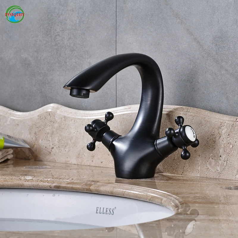 

oil rubbed black dragon deck mounted artistic life basin faucet with hot and cold water