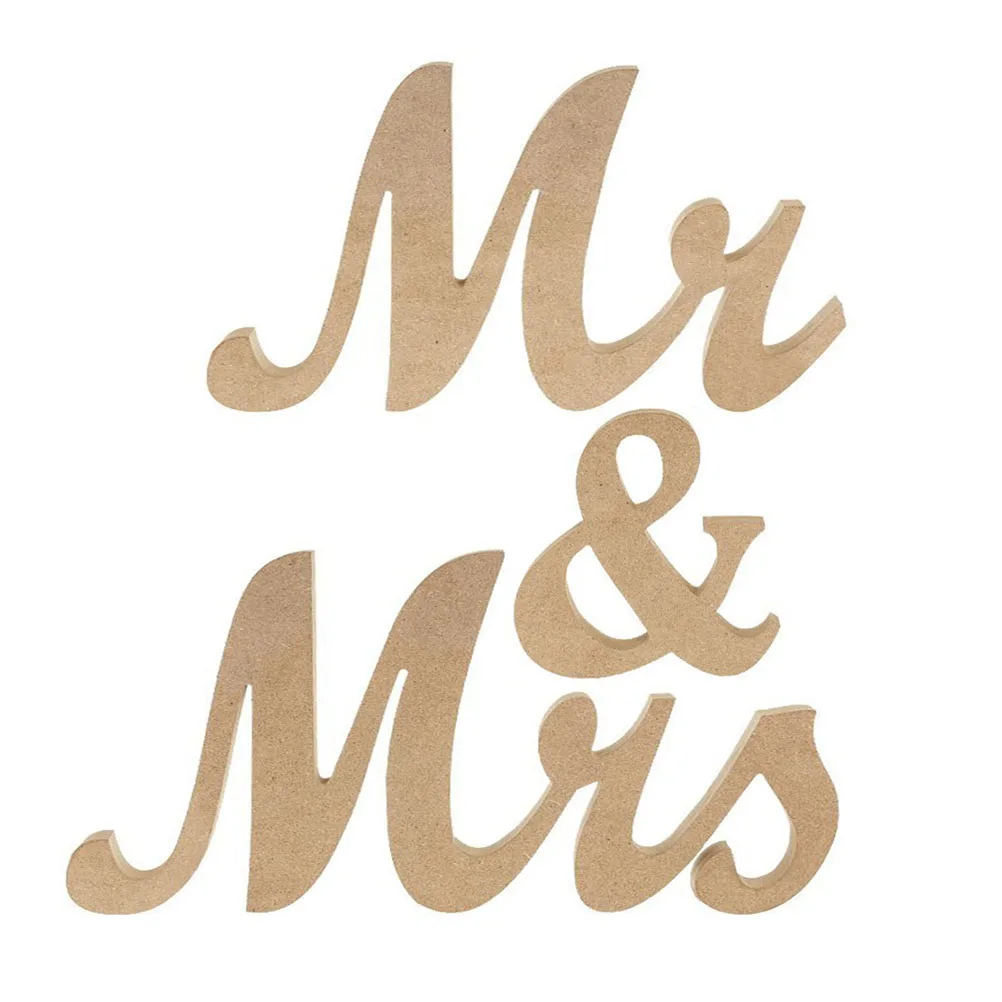 Mr & Mrs романтические украшения для свадьбы дня рождения чисто белые деревянные