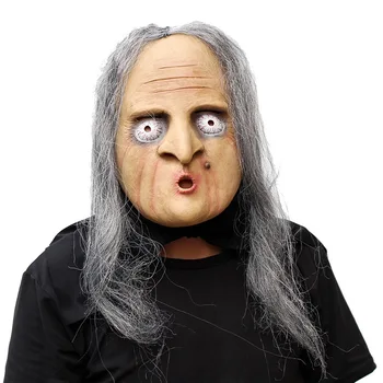 

Horror Witch Latex Mask Long-haired Witch Masks Old Woman Full Face Breathable Mask Halloween Masquerade Costumes Cosplay
