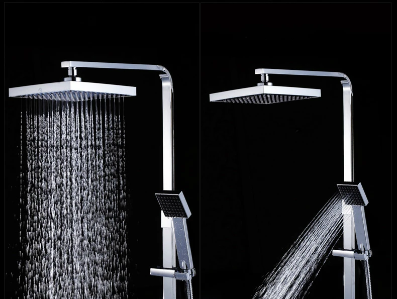 Твердый латунный поворотный смеситель хромированный полированный квадратный душ с дождевой насадкой набор водопроводных кранов с ручным душа для ванной ванны душ