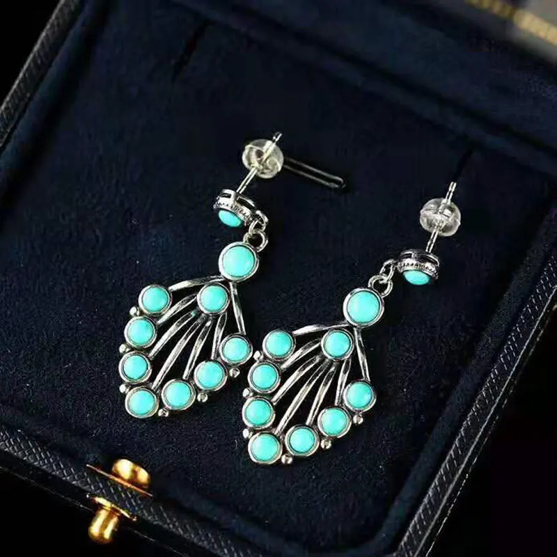 

RADHORSE Earring Genuine 925 Sterling Silver Woman High jewelry Turquoise Retro vogue Modeling classic Style Earring