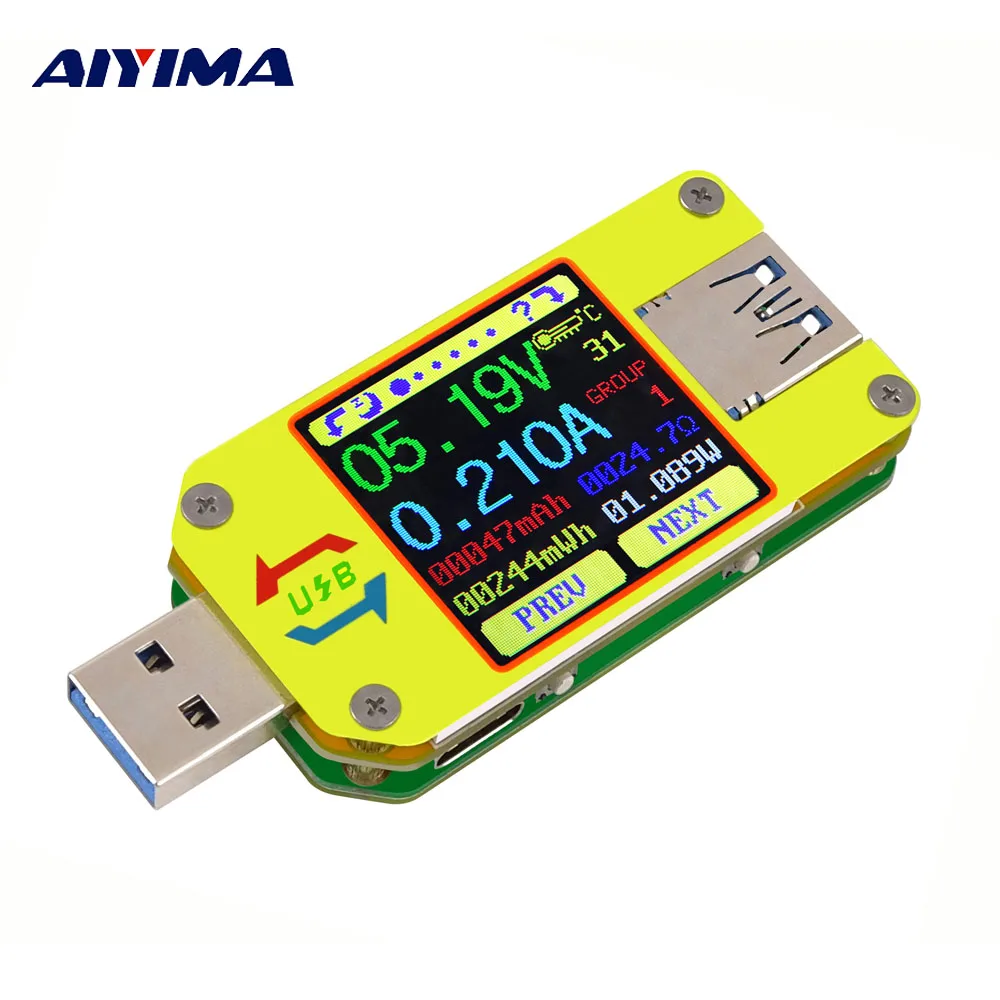 

Aiyima DC Voltmeter Ammeter Voltage Current Meter Battery Charge Measure Cable Resistance Tester For APP USB3.0 Type-C