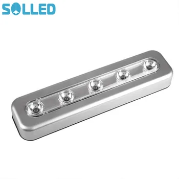 

SOLLED Mini 5 LED Night Light Closet Lamp Wireless Wall Light Battery Home Lighting for Under Kitchen Cabinets Silver