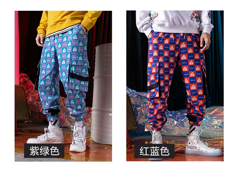 Purple Skateboard Color Pants Men Cotton Camo Hip Hop Fashion Cargo Pants  (3)