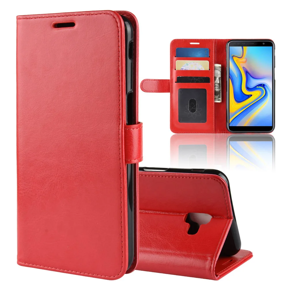 KSAM1123R_1_Wallet Leather Case with Card Slots & Stand for Samsung A7 2018 A6 A8 Plus 2018 Cases for J2 J4 J6 Plus J8 2018 Leather Cover with Card Slots and Stand