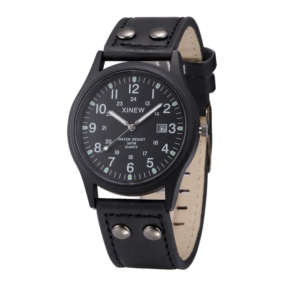 

Multi-Color Military Classic Men's Daily Waterproof Date Leather Strap Sport Quartz Army Watches montre homme reloj hombre C50