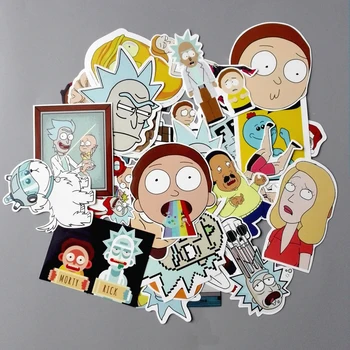 TD ZW 35Pcs/lot American Drama Rick and Morty Funny Sticker Decal For Car Laptop Bicycle Motorcycle Notebook Waterproof Stickers