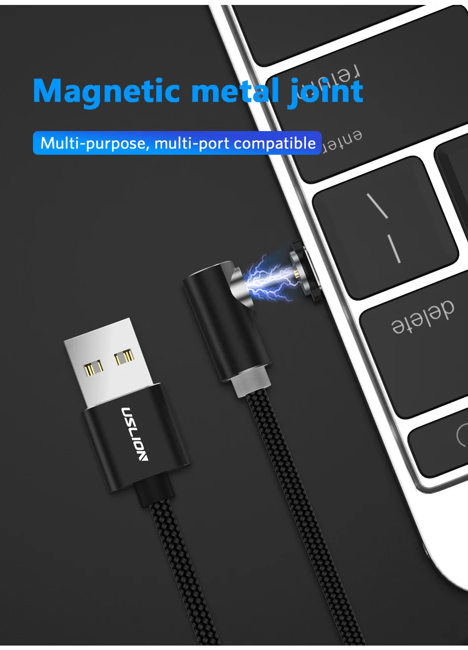 USLION быстро Магнитный кабель Micro Тип usb C USB кабель Зарядное устройство для iPhone XS х R samsung S10 S9 магнит Android телефонный кабель Шнур