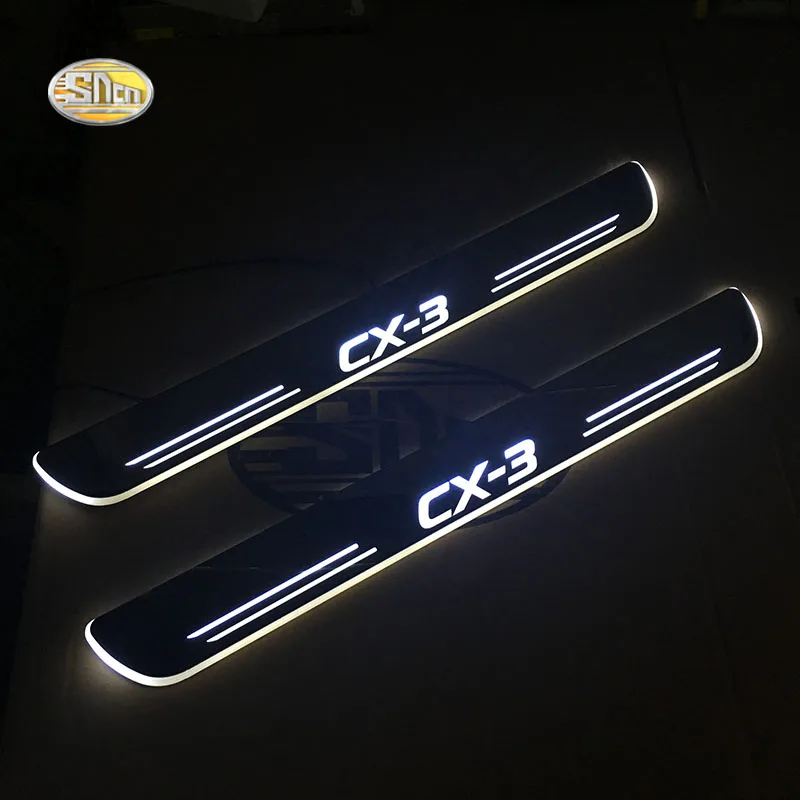SNCN LED door sill for Mazda CX 3 CX3 Led moving lights door scuff