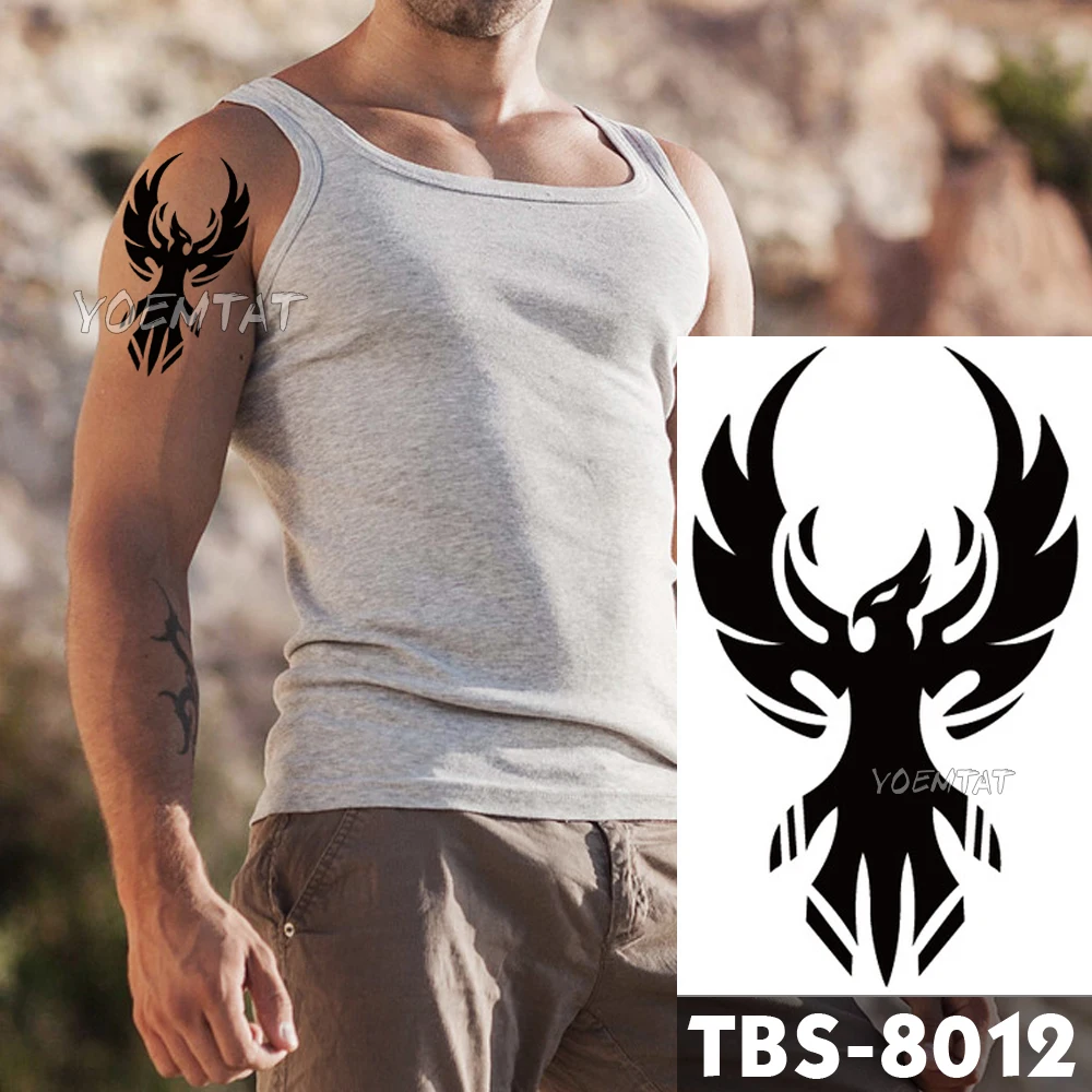 

12x19cm Waterproof Temporary Tattoos Flash Tattoo Sticker Phoenix Bird Dragon flame Totem Tatoo DIY Arm Fake Tattoo Woman Men