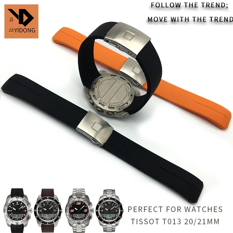 

20mm 21mm Rubber Silicone High Quality Watch Strap Custom Style Folding Buckle Watchband Special for Tissot T013 WristWatch Belt