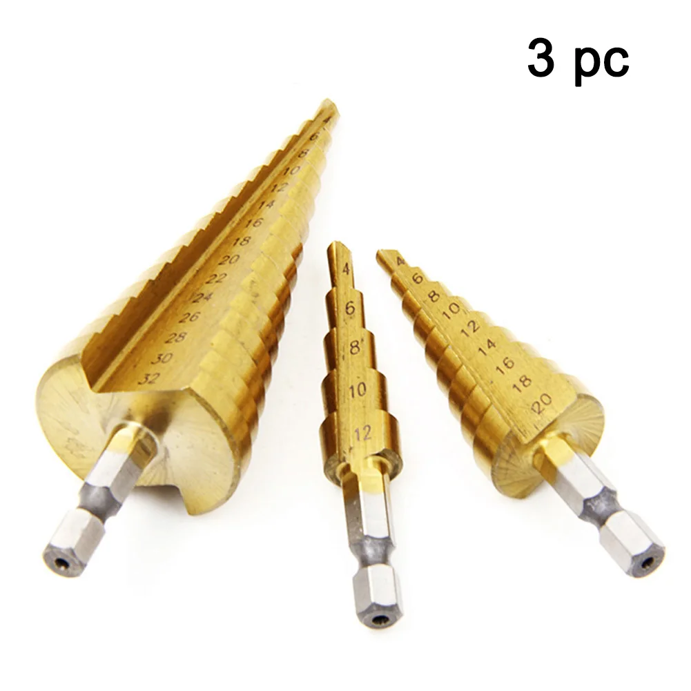 3pcs Double slot Wood Cone Drill Bit Stainless Steel Sheet Metal With