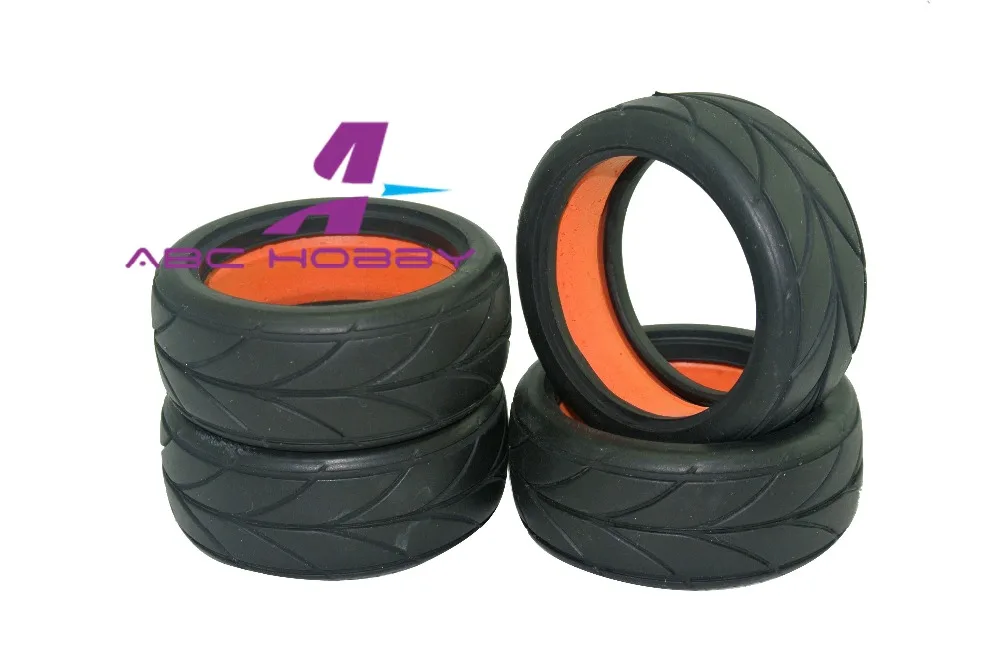 1/10 On road tire insert 4pcs RC model Car Black Racing Rubber Tyre