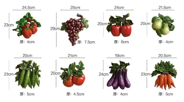Европейский стиль страна Моделирование фруктов и овощей, настенный, домашняя кухня столовая украшение стены