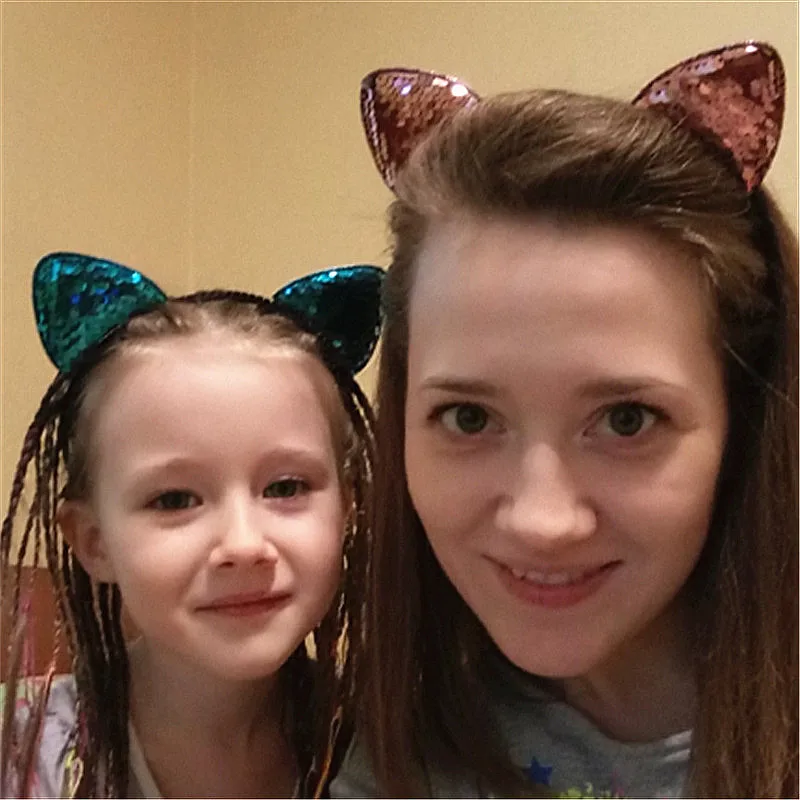 

1pcs 2018 Fashion Kids Cute Girls Sequins Glitter Head Hoop Cat Ears Party Costume Hairband Headwear Hair Accessorie