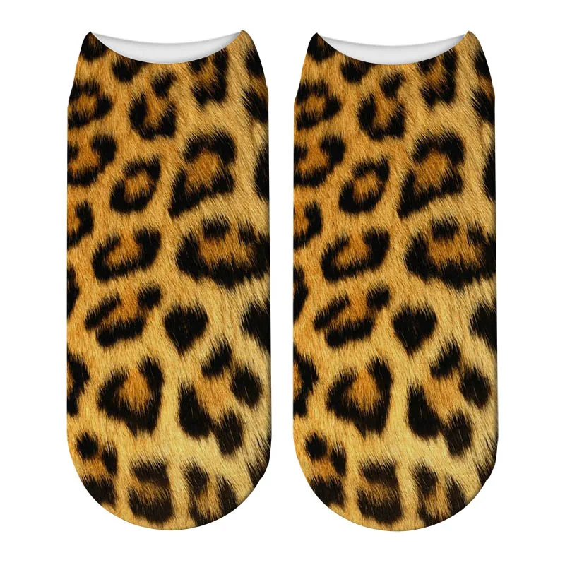 Носки с 3D-принтом животных и леопарда; милые хлопковые носки с цифровым принтом животных; Kawaii; Детские женские носки с низкой лодыжкой в стиле унисекс